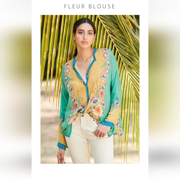 Johnny Was 💛 💚 Fleur Blouse, Large 🆕 - Picture 6 of 15